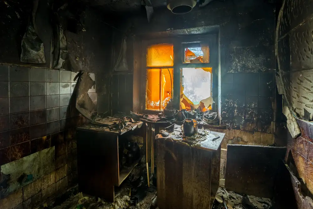 fire damage restoration professionals at work in Yucaipa